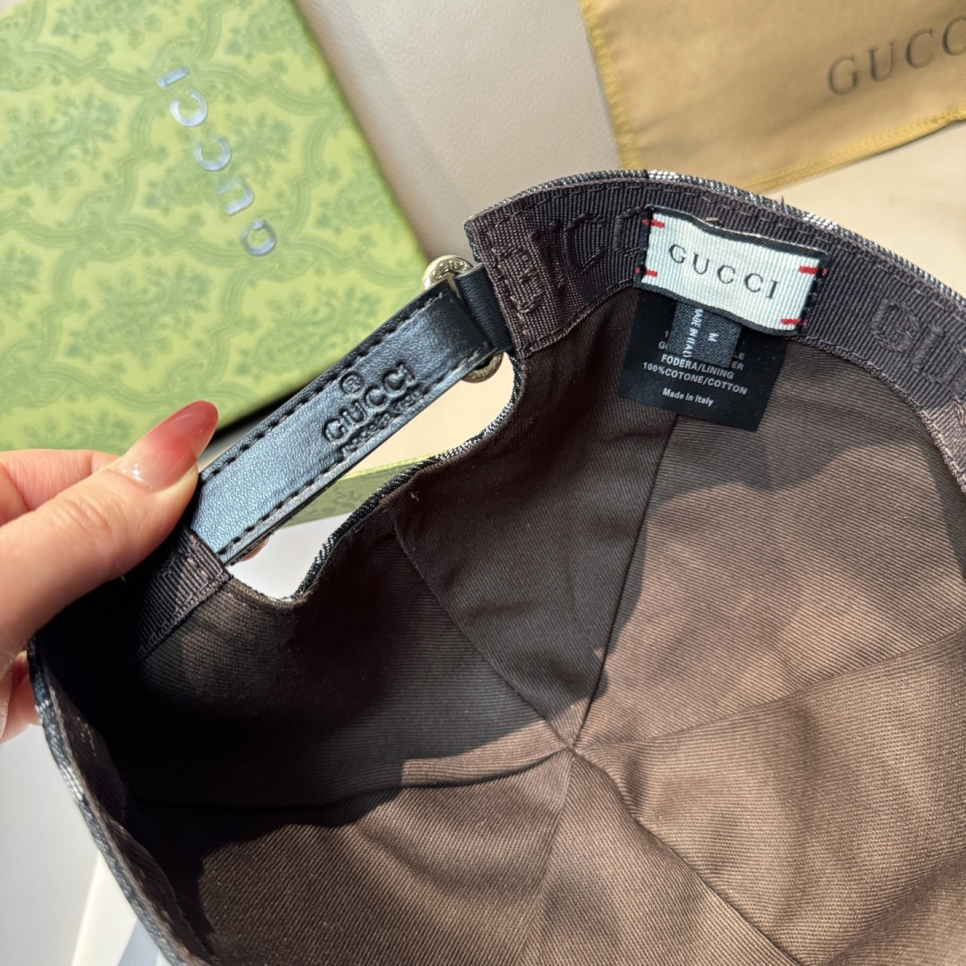 配盒子布袋，Gucci(古奇)新款原单棒球帽， 大双G拼皮，专柜热卖款，1:1开模订制，原版帆布料+头层