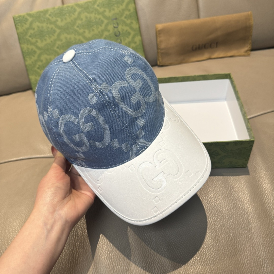配盒子布袋，Gucci(古奇)新款原单棒球帽， 大双G拼皮，专柜热卖款，1:1开模订制，原版帆布料+头层