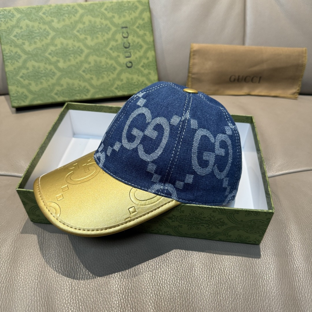 配盒子布袋，Gucci(古奇)新款原单棒球帽， 大双G拼皮，专柜热卖款，1:1开模订制，原版帆布料+头层