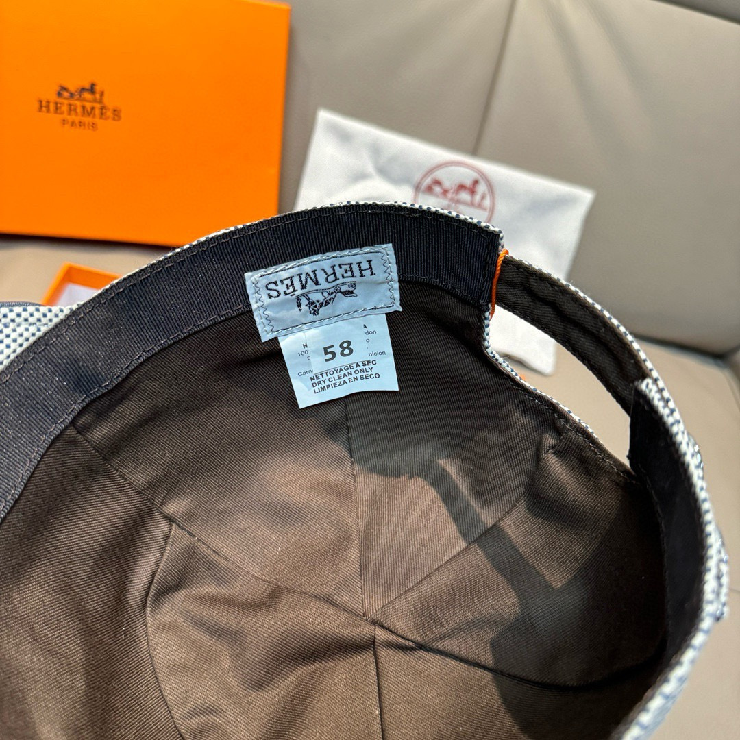 配盒子布袋，HERMÈS (爱马仕)原单棒球帽，经典H，正品开模订制，原版透气帆布面料+头层牛皮，原厂精