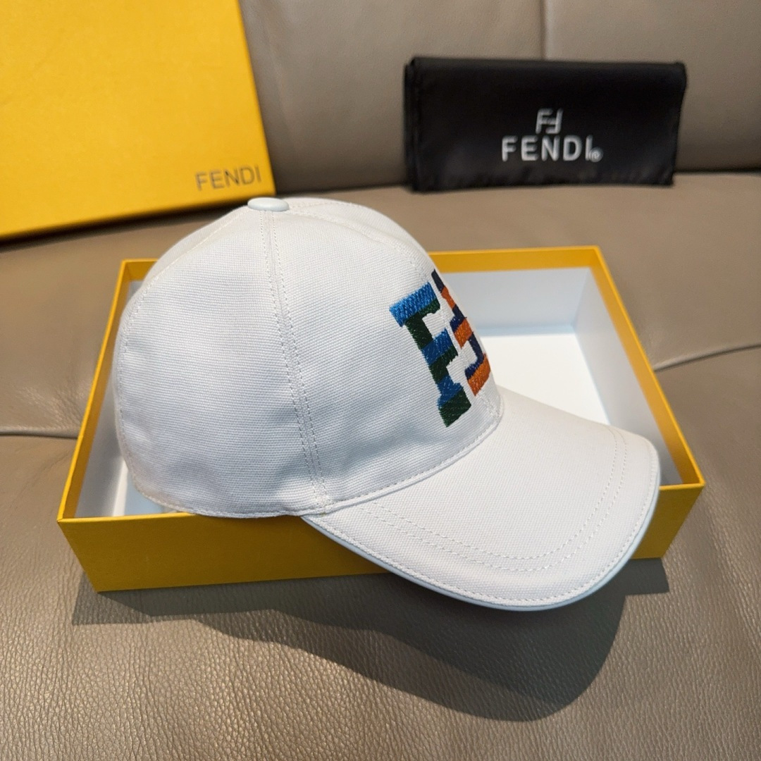 配盒子布袋，Fendi（芬迪）新款原单棒球帽， 双F大刺绣，专柜热卖款中，1:1开模订制，原厂进帆布料+