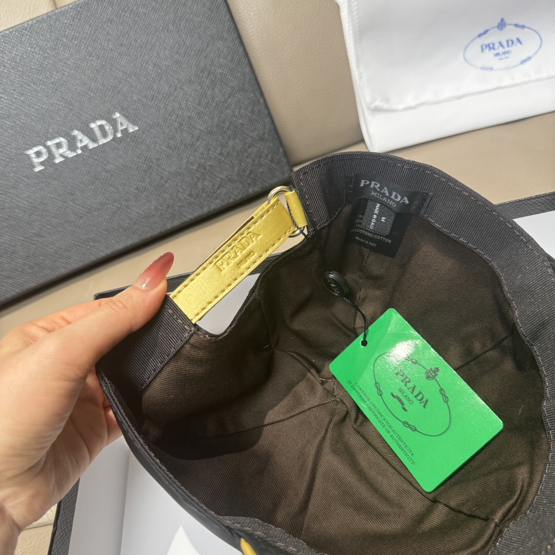 配盒子布袋，Prada(普拉达)新款原单棒球帽， 金丝刺绣，1:1开模订制，原厂金丝线精细刺绣，原版牛津