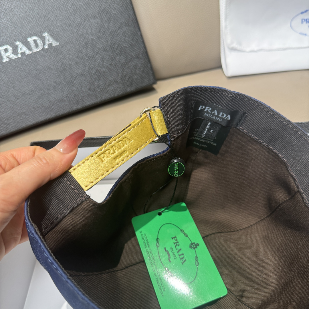 配盒子布袋，Prada(普拉达)新款原单棒球帽， 金丝刺绣，1:1开模订制，原厂金丝线精细刺绣，原版牛津