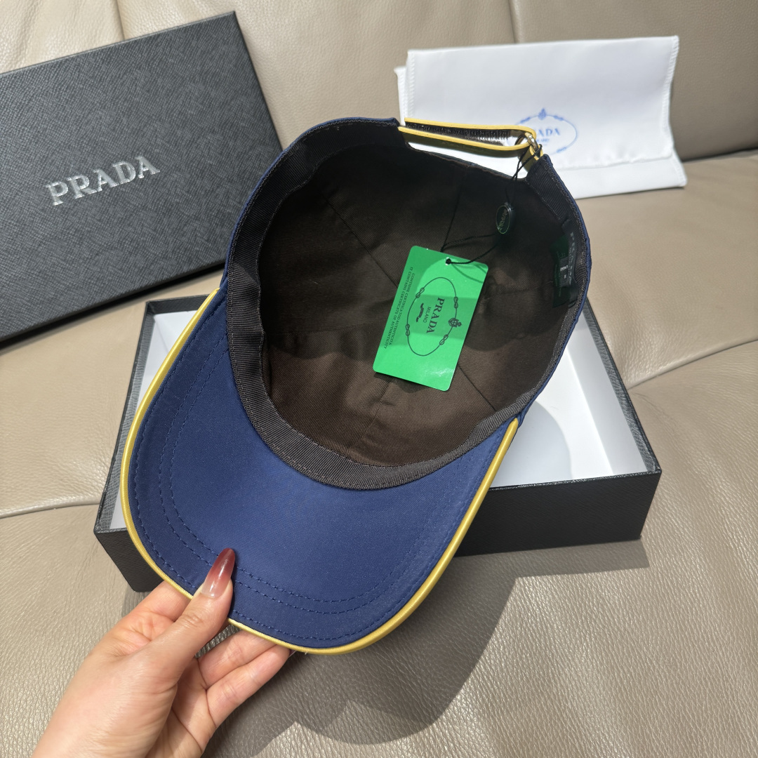 配盒子布袋，Prada(普拉达)新款原单棒球帽， 金丝刺绣，1:1开模订制，原厂金丝线精细刺绣，原版牛津