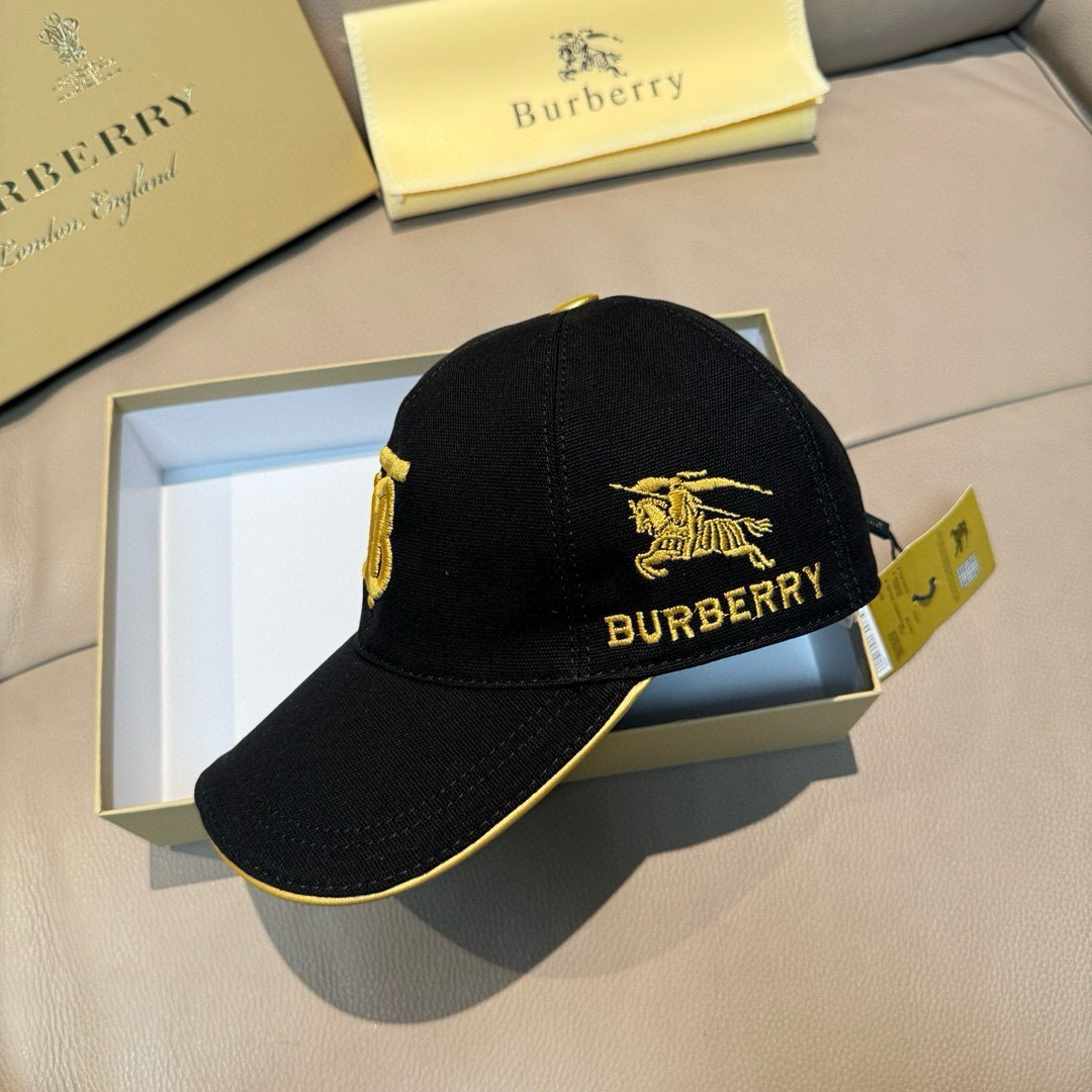 配盒子布袋，Burberry（巴宝莉）新款原单棒球帽，1:1开模订制，全新立体战马刺绣，精致无暇！原版帆