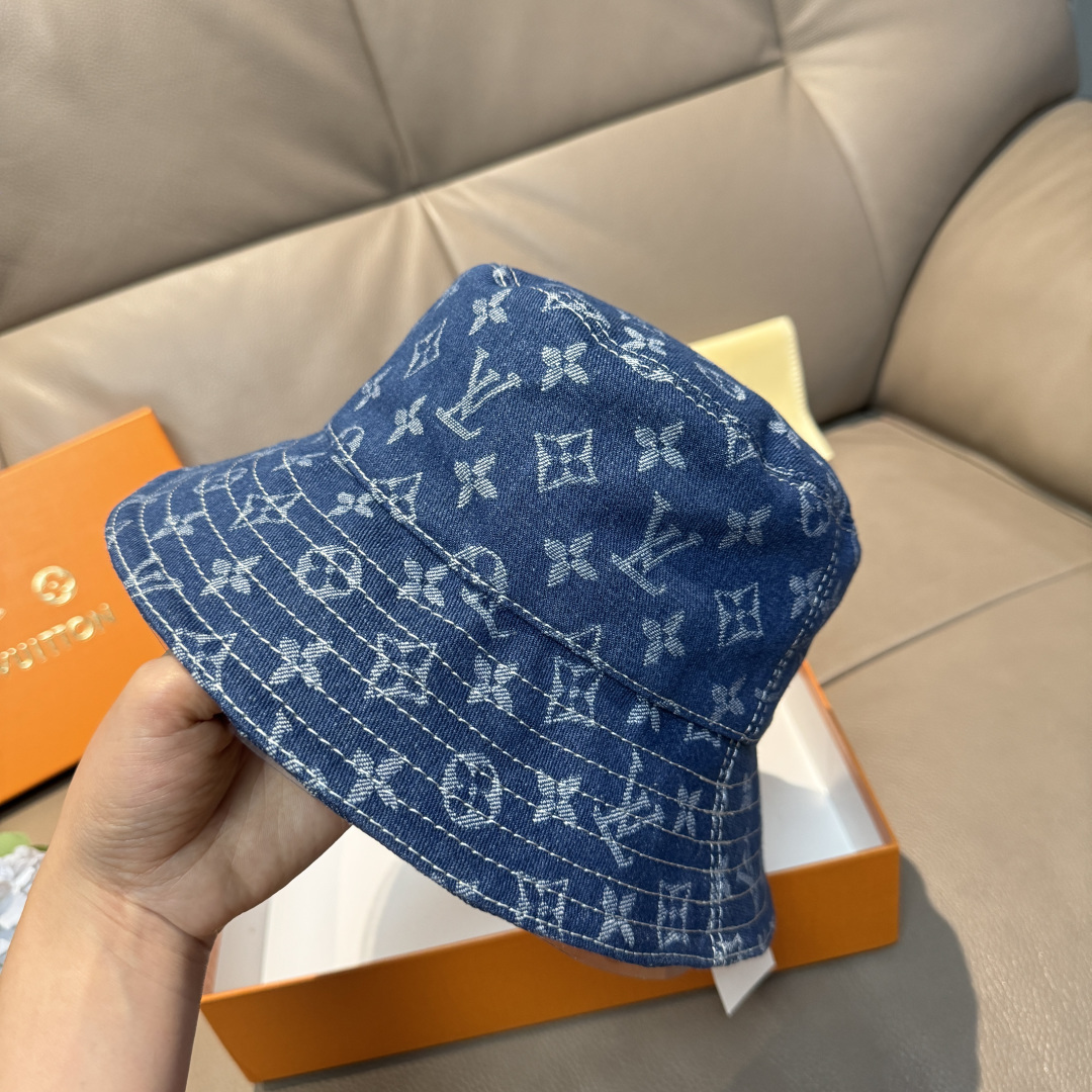 配包装布袋，Lv经典款原单渔夫帽，顶级版本，专柜1:1开模订制，原版牛仔提花布料+纯棉里衬，轻盈透气！质