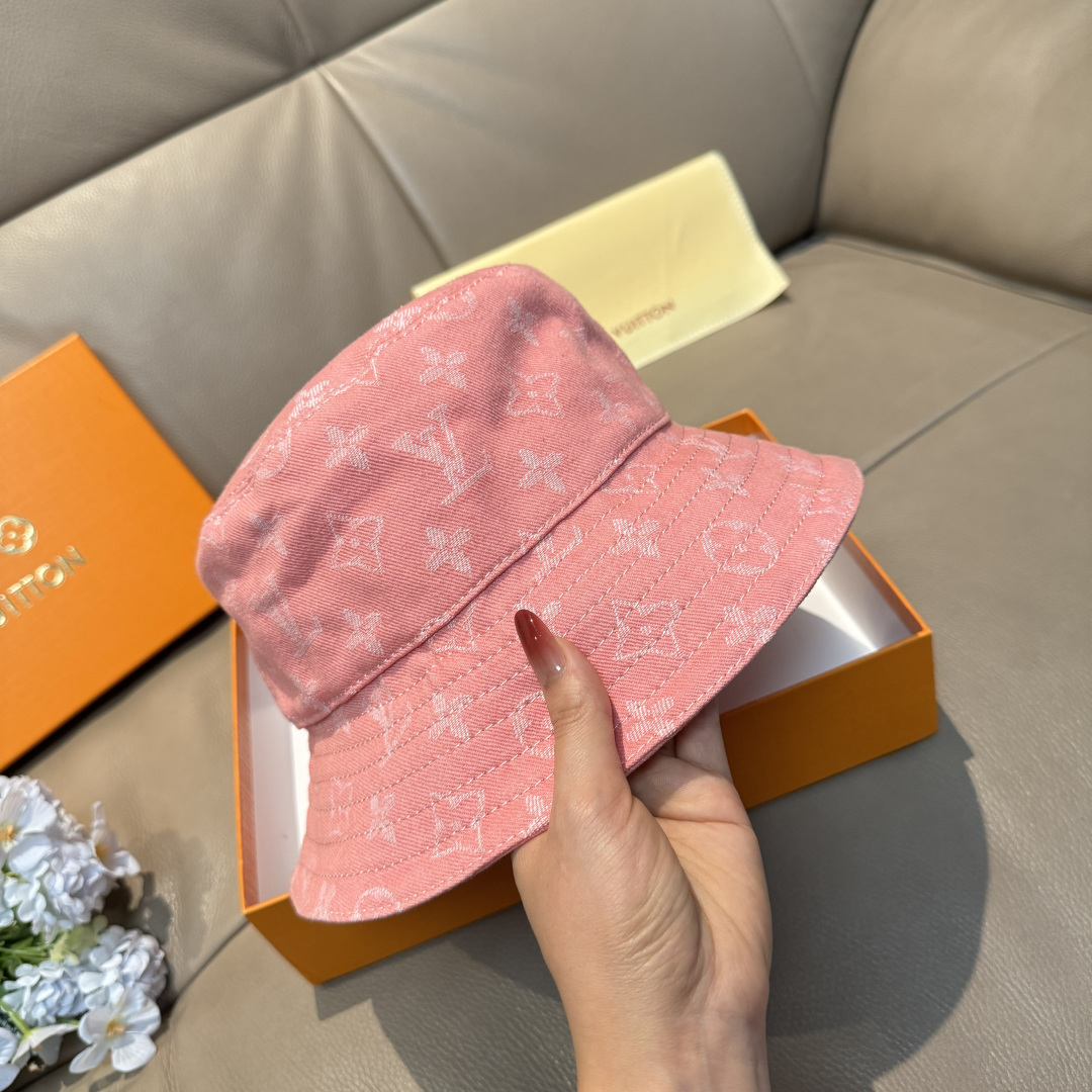 配包装布袋，Lv经典款原单渔夫帽，顶级版本，专柜1:1开模订制，原版牛仔提花布料+纯棉里衬，轻盈透气！质