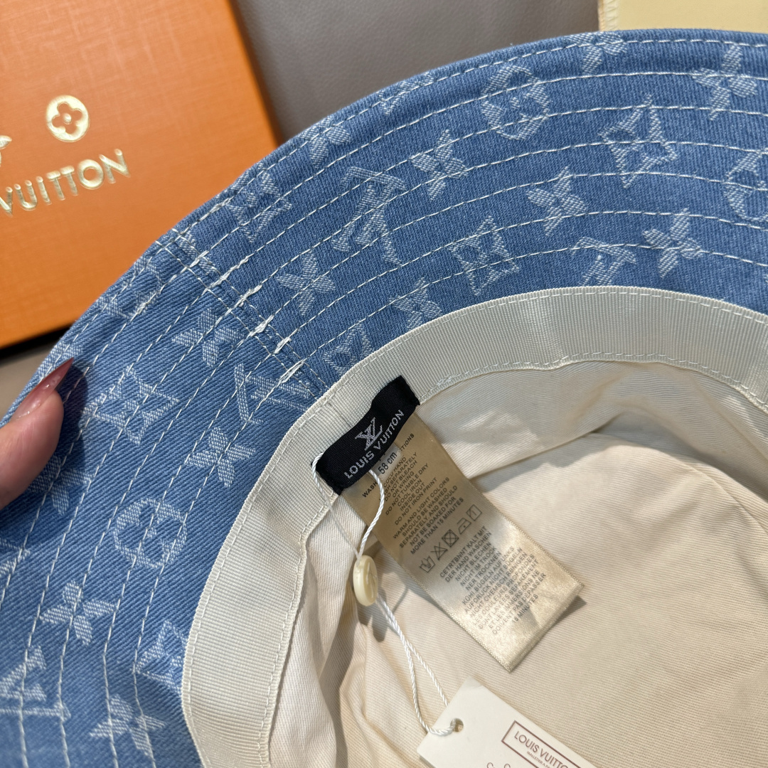 配包装布袋，Lv经典款原单渔夫帽，顶级版本，专柜1:1开模订制，原版牛仔提花布料+纯棉里衬，轻盈透气！质