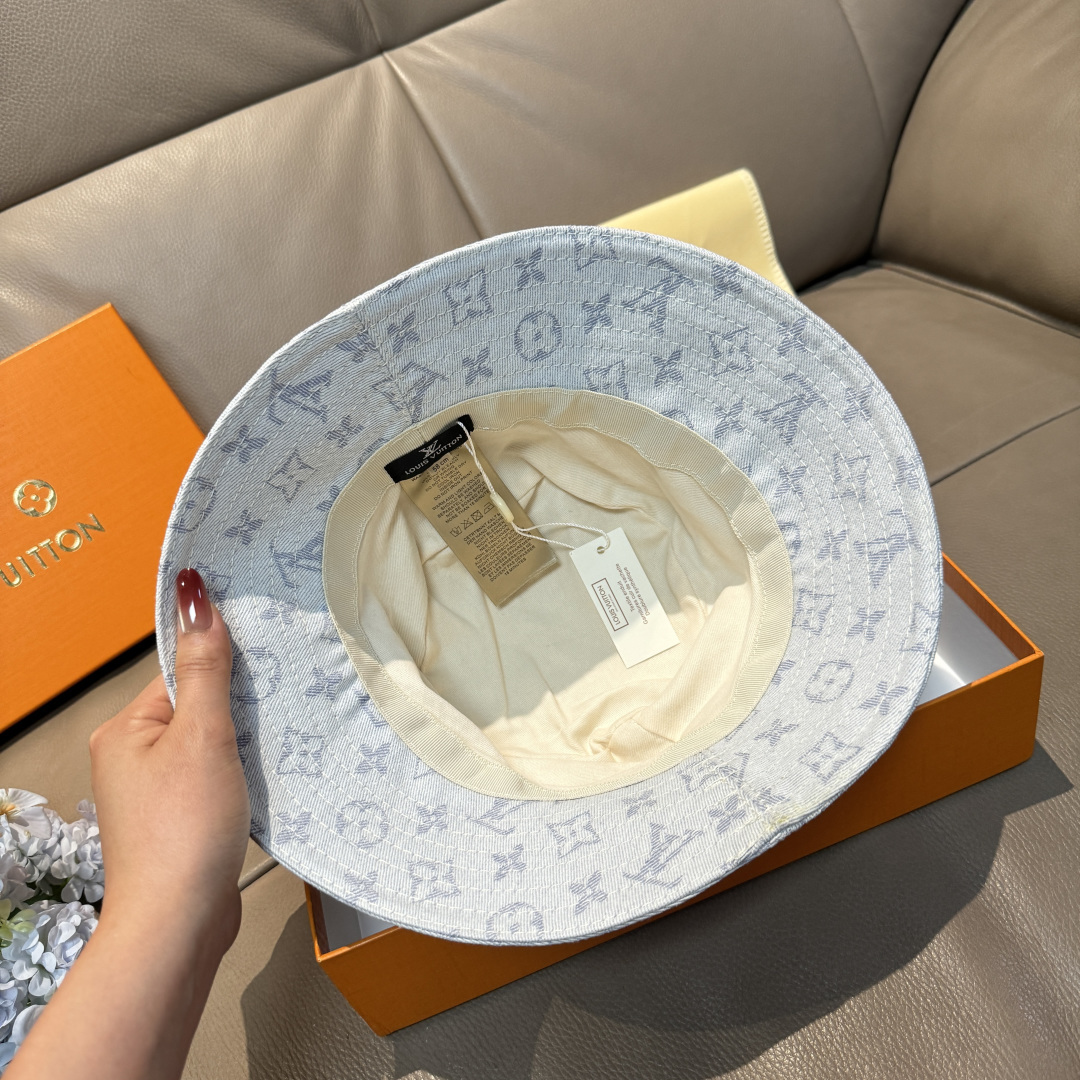 配包装布袋，Lv经典款原单渔夫帽，顶级版本，专柜1:1开模订制，原版牛仔提花布料+纯棉里衬，轻盈透气！质