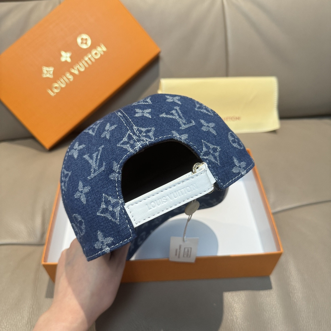 配盒子布袋，LV路易威登新款原单棒球帽，LV牛仔提花，专柜1:1开模订制，原版帆布面料+头层牛皮，轻盈透