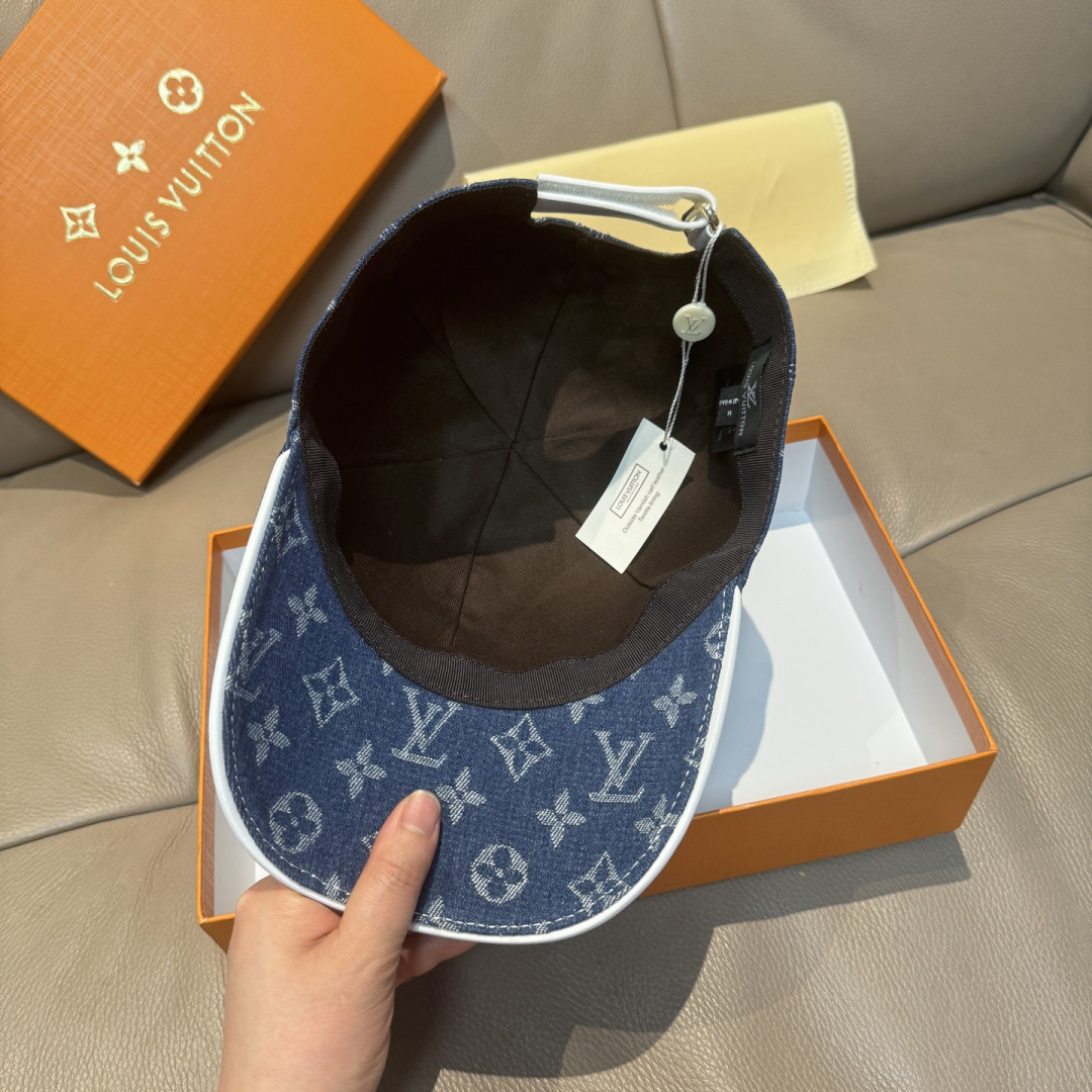 配盒子布袋，LV路易威登新款原单棒球帽，LV牛仔提花，专柜1:1开模订制，原版帆布面料+头层牛皮，轻盈透