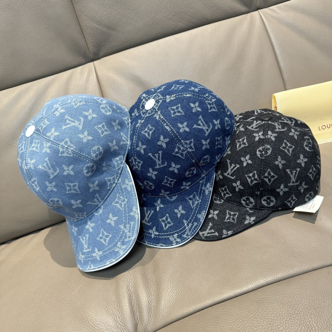 配盒子布袋，LV路易威登新款原单棒球帽，LV牛仔提花，专柜1:1开模订制，原版帆布面料+头层牛皮，轻盈透