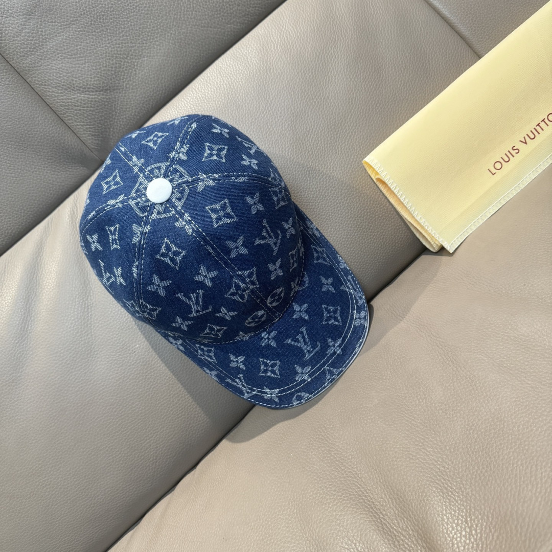 配盒子布袋，LV路易威登新款原单棒球帽，LV牛仔提花，专柜1:1开模订制，原版帆布面料+头层牛皮，轻盈透