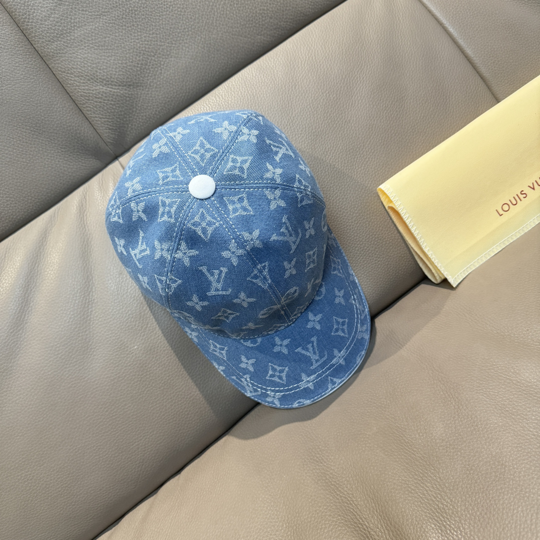 配盒子布袋，LV路易威登新款原单棒球帽，LV牛仔提花，专柜1:1开模订制，原版帆布面料+头层牛皮，轻盈透