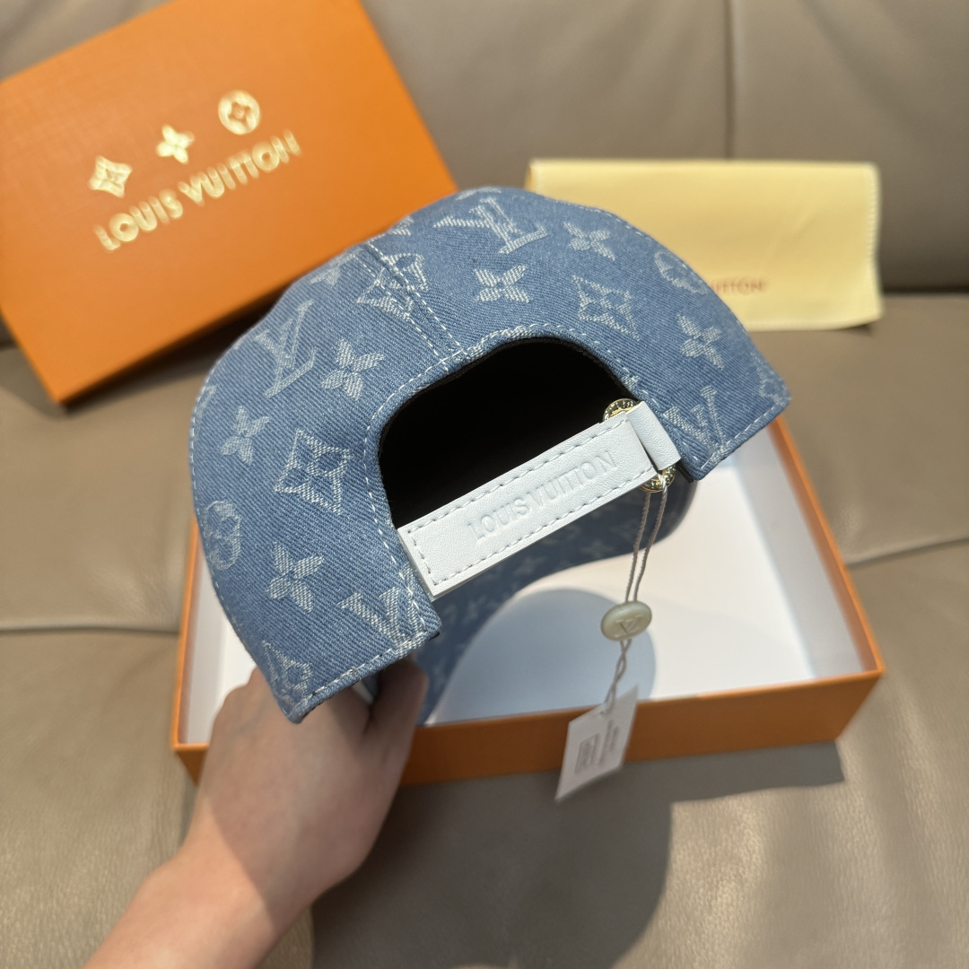 配盒子布袋，LV路易威登新款原单棒球帽，LV牛仔提花，专柜1:1开模订制，原版帆布面料+头层牛皮，轻盈透