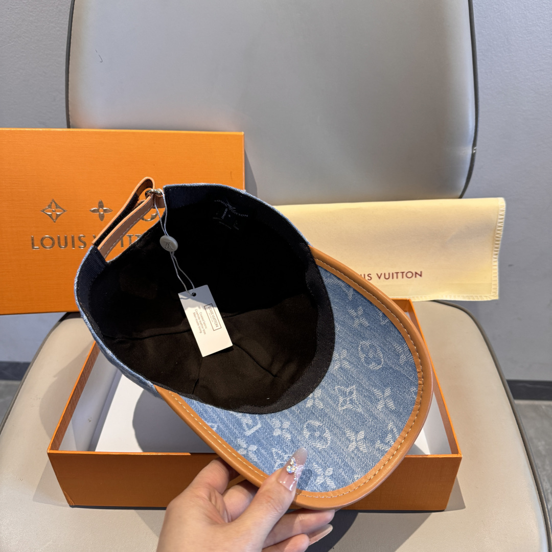 配盒子布袋，LV路易威登新款原单棒球帽，LV牛仔提花，专柜1:1开模订制，原版帆布面料+头层牛皮，轻盈透