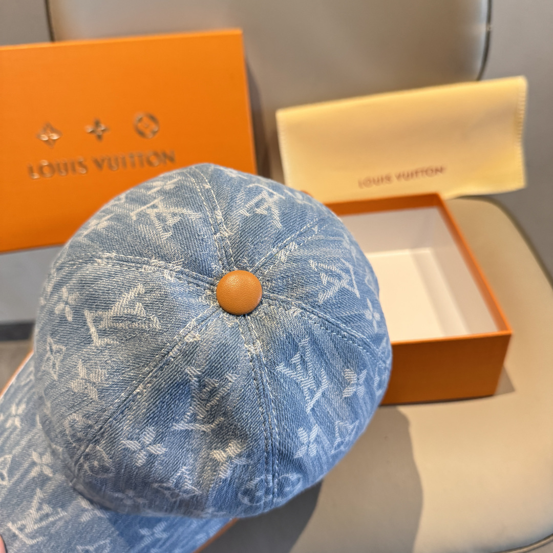 配盒子布袋，LV路易威登新款原单棒球帽，LV牛仔提花，专柜1:1开模订制，原版帆布面料+头层牛皮，轻盈透