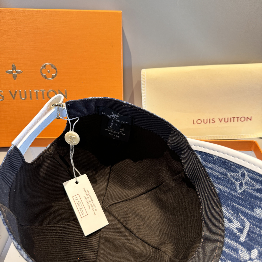 配盒子布袋，LV路易威登新款原单棒球帽，LV牛仔提花，专柜1:1开模订制，原版帆布面料+头层牛皮，轻盈透