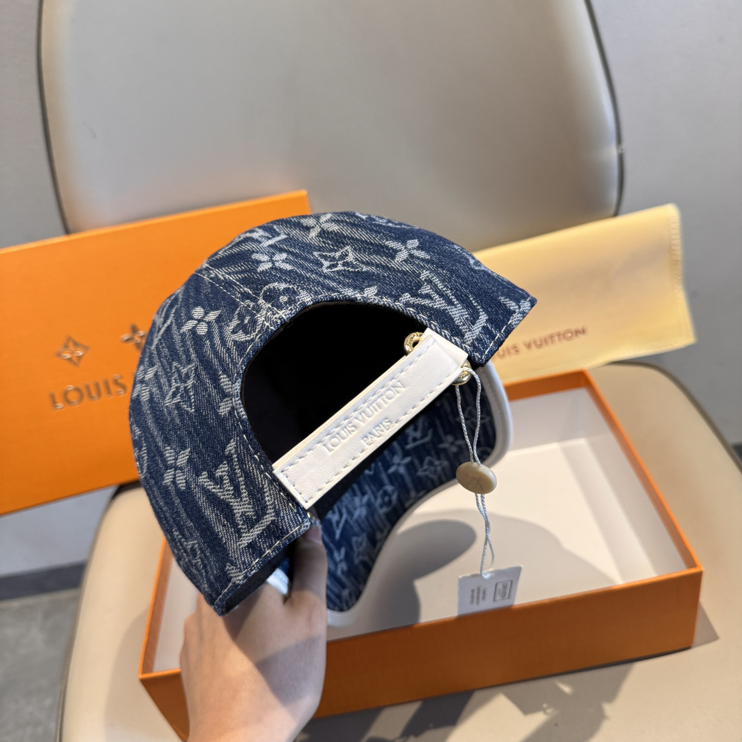 配盒子布袋，LV路易威登新款原单棒球帽，LV牛仔提花，专柜1:1开模订制，原版帆布面料+头层牛皮，轻盈透