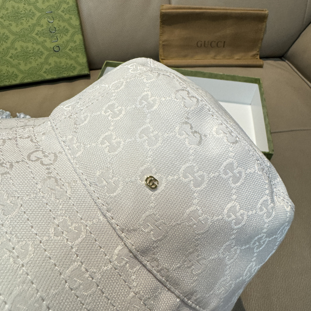 配包装布袋，Guc*i古奇新款原单渔夫帽，金属小双G，专柜1:1开模订制，原版帆布料+纯棉里衬，轻盈透气