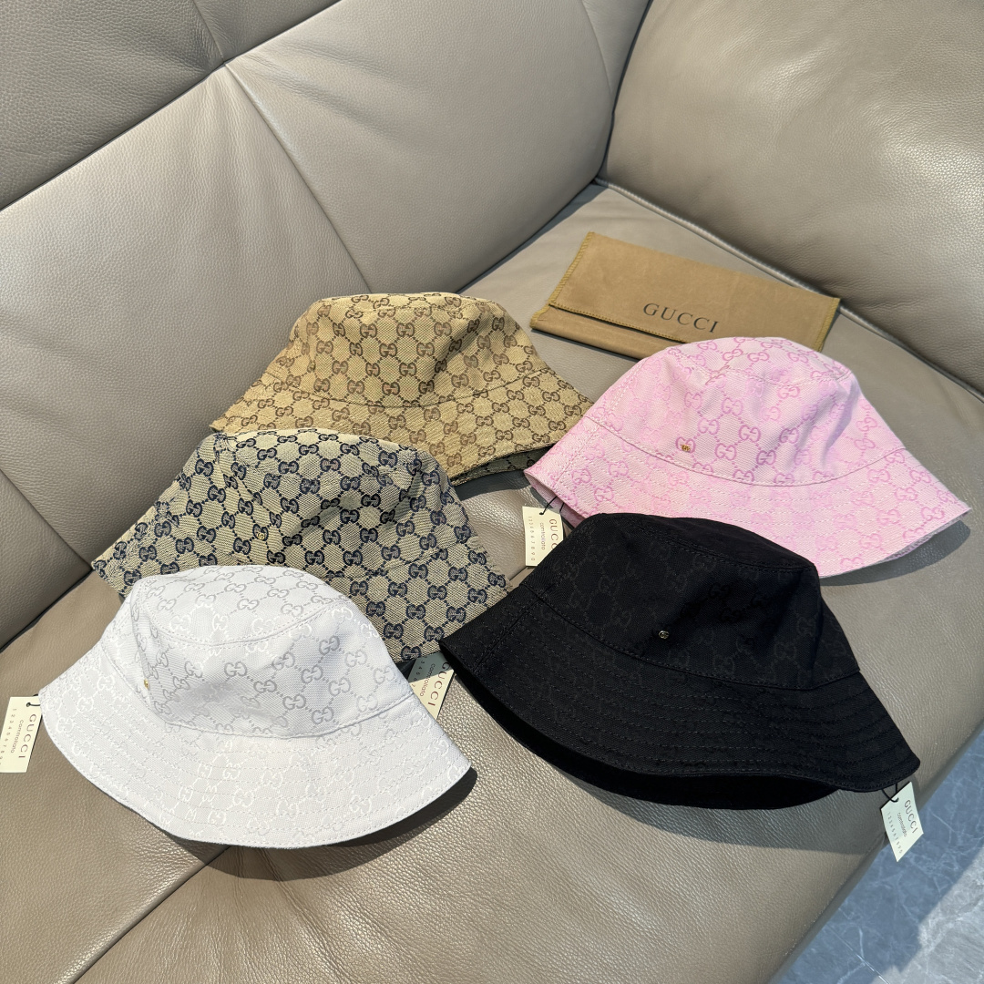 配包装布袋，Guc*i古奇新款原单渔夫帽，金属小双G，专柜1:1开模订制，原版帆布料+纯棉里衬，轻盈透气