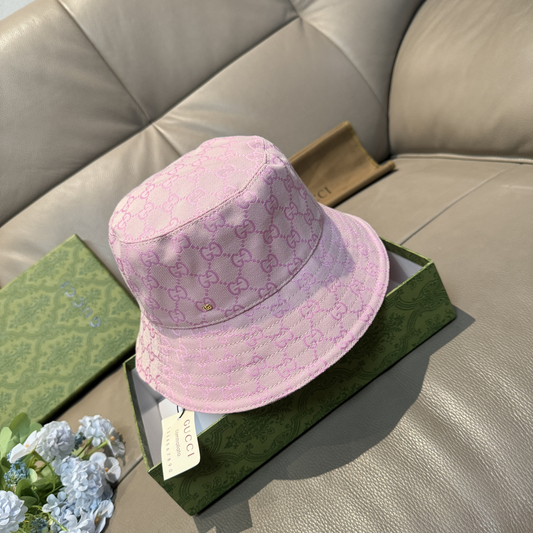 配包装布袋，Guc*i古奇新款原单渔夫帽，金属小双G，专柜1:1开模订制，原版帆布料+纯棉里衬，轻盈透气