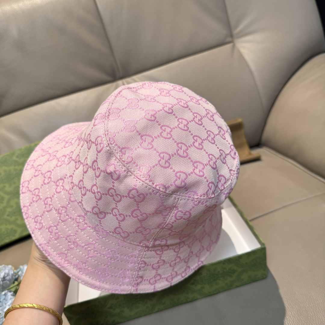 配包装布袋，Guc*i古奇新款原单渔夫帽，金属小双G，专柜1:1开模订制，原版帆布料+纯棉里衬，轻盈透气
