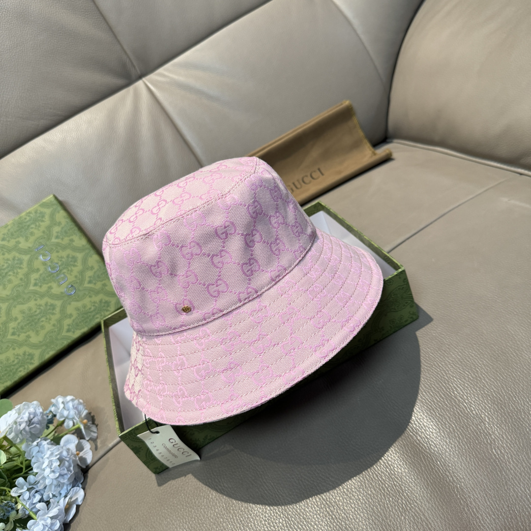 配包装布袋，Guc*i古奇新款原单渔夫帽，金属小双G，专柜1:1开模订制，原版帆布料+纯棉里衬，轻盈透气
