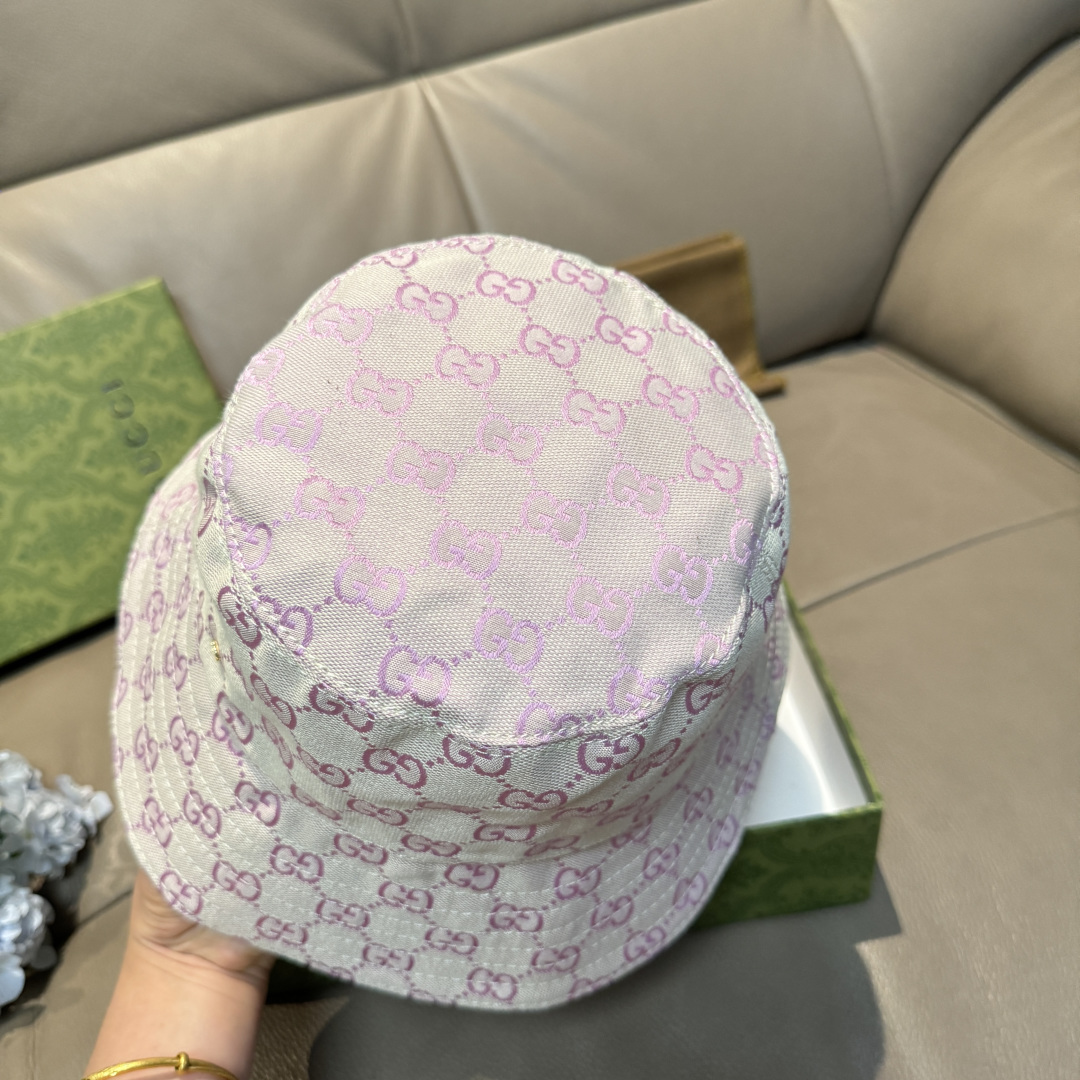 配包装布袋，Guc*i古奇新款原单渔夫帽，金属小双G，专柜1:1开模订制，原版帆布料+纯棉里衬，轻盈透气
