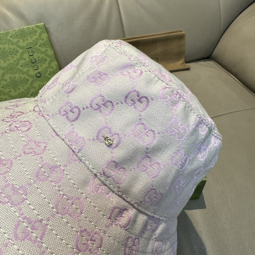 配包装布袋，Guc*i古奇新款原单渔夫帽，金属小双G，专柜1:1开模订制，原版帆布料+纯棉里衬，轻盈透气