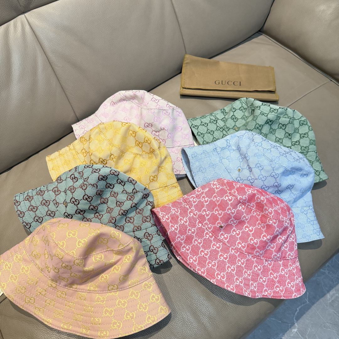 配包装布袋，Guc*i古奇新款原单渔夫帽，金属小双G，专柜1:1开模订制，原版帆布料+纯棉里衬，轻盈透气