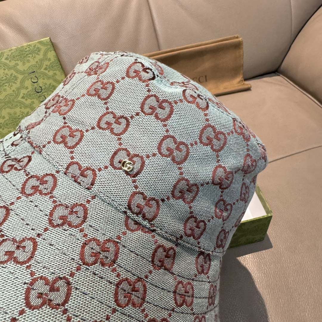 配包装布袋，Guc*i古奇新款原单渔夫帽，金属小双G，专柜1:1开模订制，原版帆布料+纯棉里衬，轻盈透气