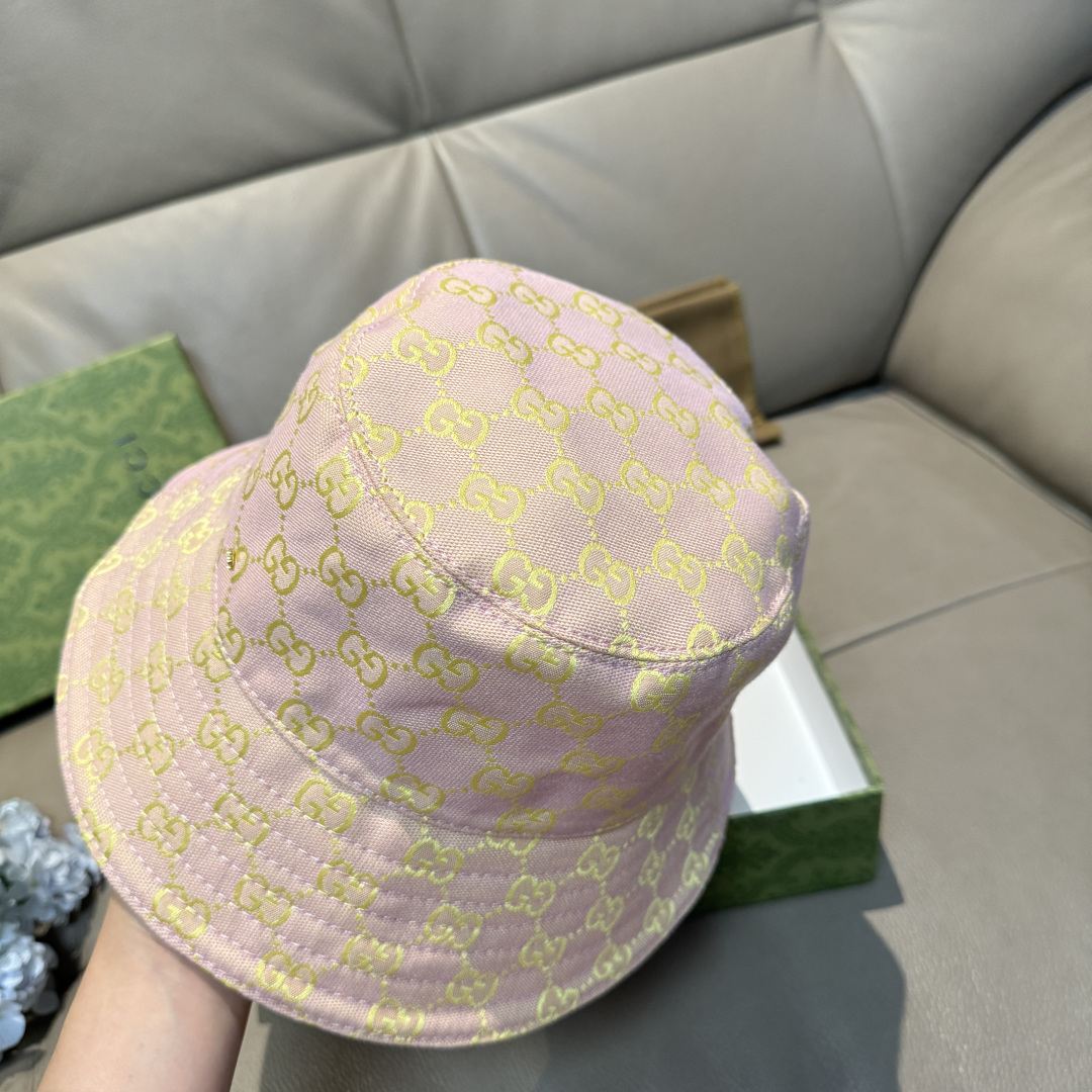 配包装布袋，Guc*i古奇新款原单渔夫帽，金属小双G，专柜1:1开模订制，原版帆布料+纯棉里衬，轻盈透气