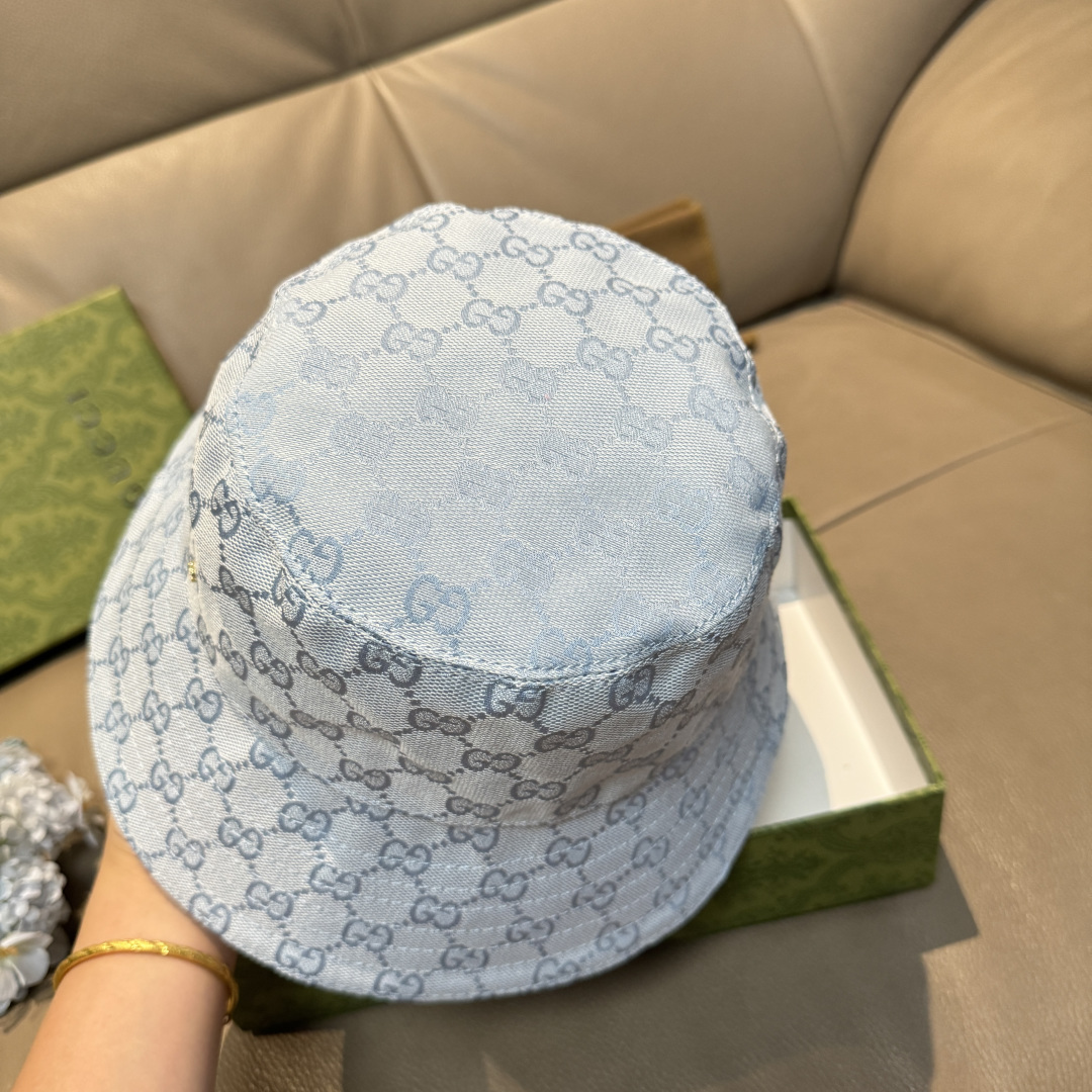配包装布袋，Guc*i古奇新款原单渔夫帽，金属小双G，专柜1:1开模订制，原版帆布料+纯棉里衬，轻盈透气