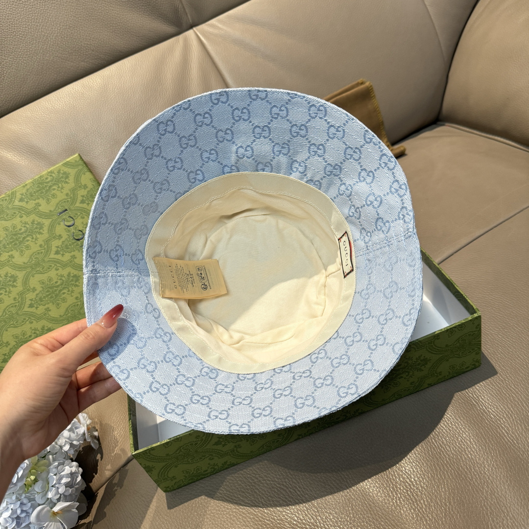 配包装布袋，Guc*i古奇新款原单渔夫帽，金属小双G，专柜1:1开模订制，原版帆布料+纯棉里衬，轻盈透气