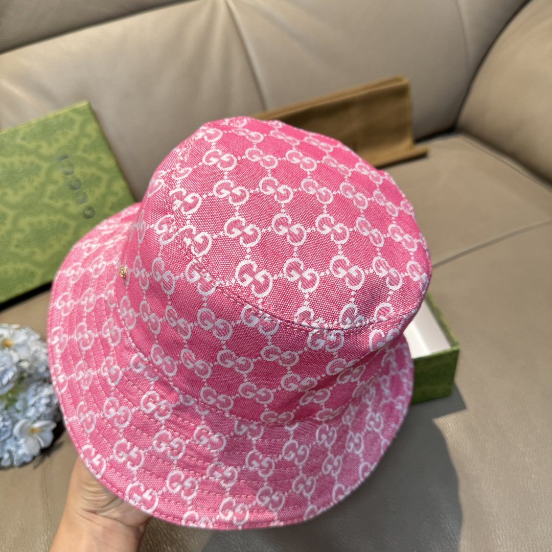配包装布袋，Guc*i古奇新款原单渔夫帽，金属小双G，专柜1:1开模订制，原版帆布料+纯棉里衬，轻盈透气