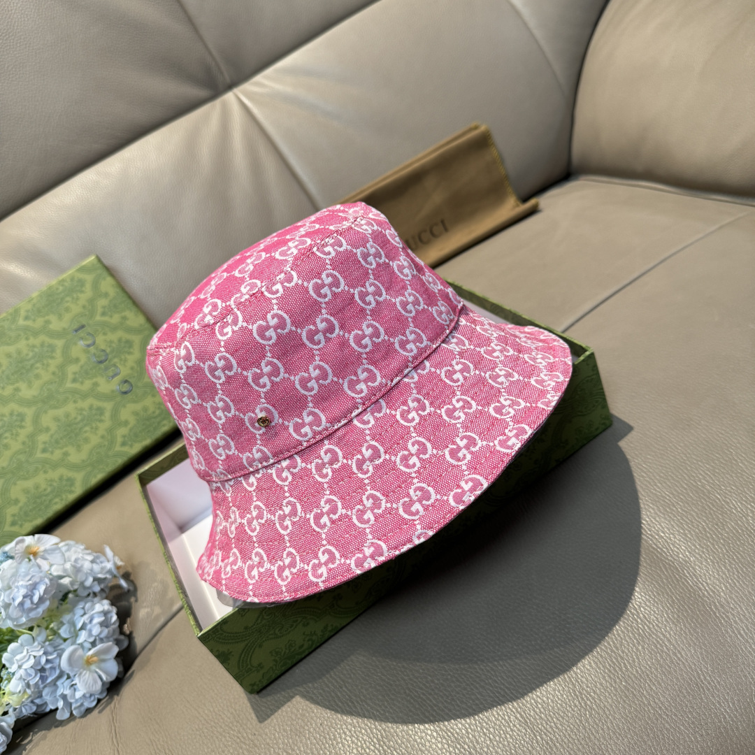 配包装布袋，Guc*i古奇新款原单渔夫帽，金属小双G，专柜1:1开模订制，原版帆布料+纯棉里衬，轻盈透气