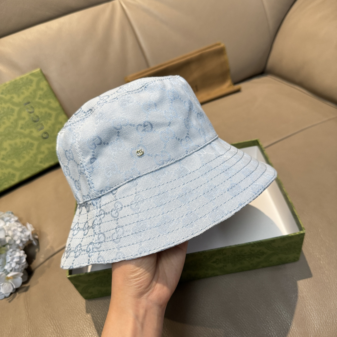 配包装布袋，Guc*i古奇新款原单渔夫帽，金属小双G，专柜1:1开模订制，原版帆布料+纯棉里衬，轻盈透气