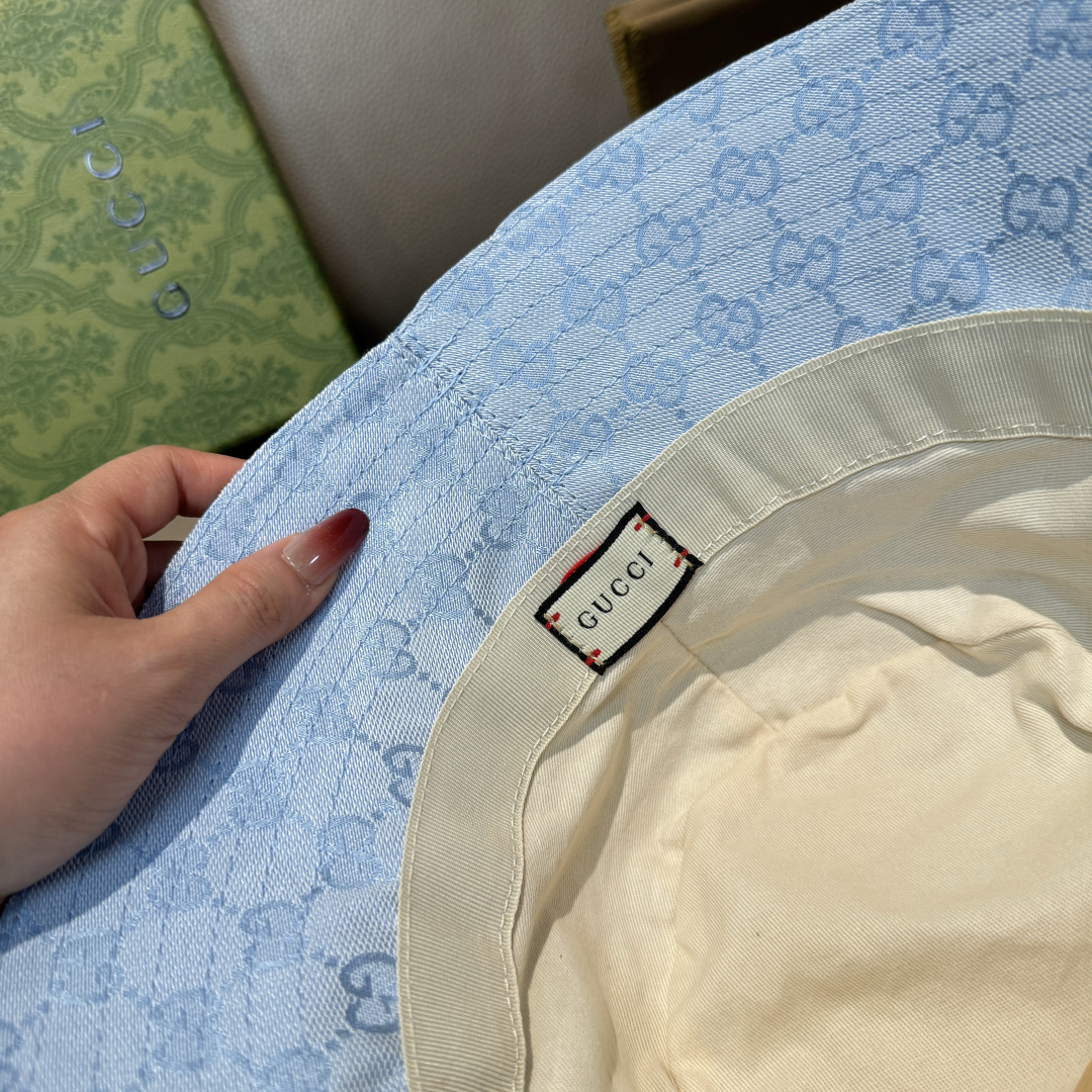 配包装布袋，Guc*i古奇新款原单渔夫帽，金属小双G，专柜1:1开模订制，原版帆布料+纯棉里衬，轻盈透气