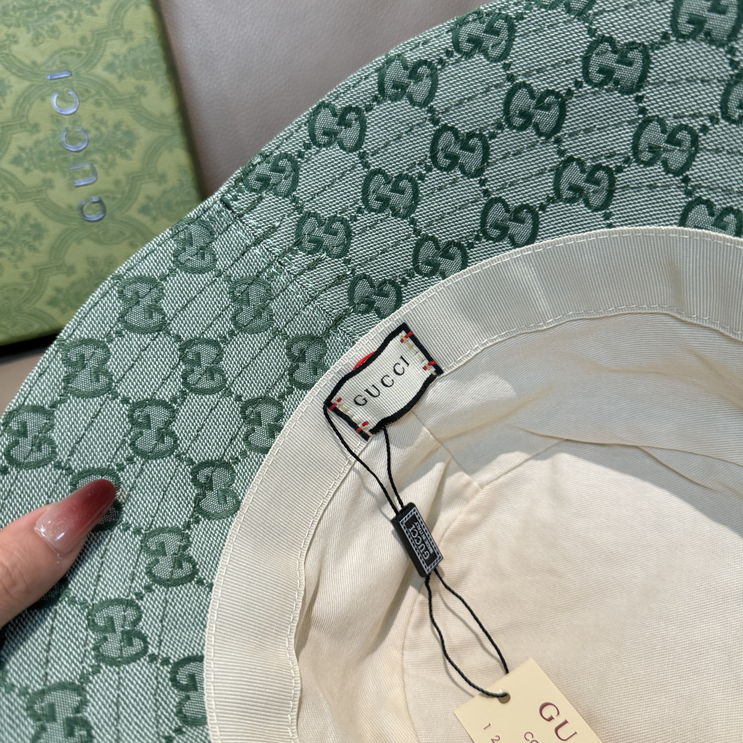 配包装布袋，Guc*i古奇新款原单渔夫帽，金属小双G，专柜1:1开模订制，原版帆布料+纯棉里衬，轻盈透气