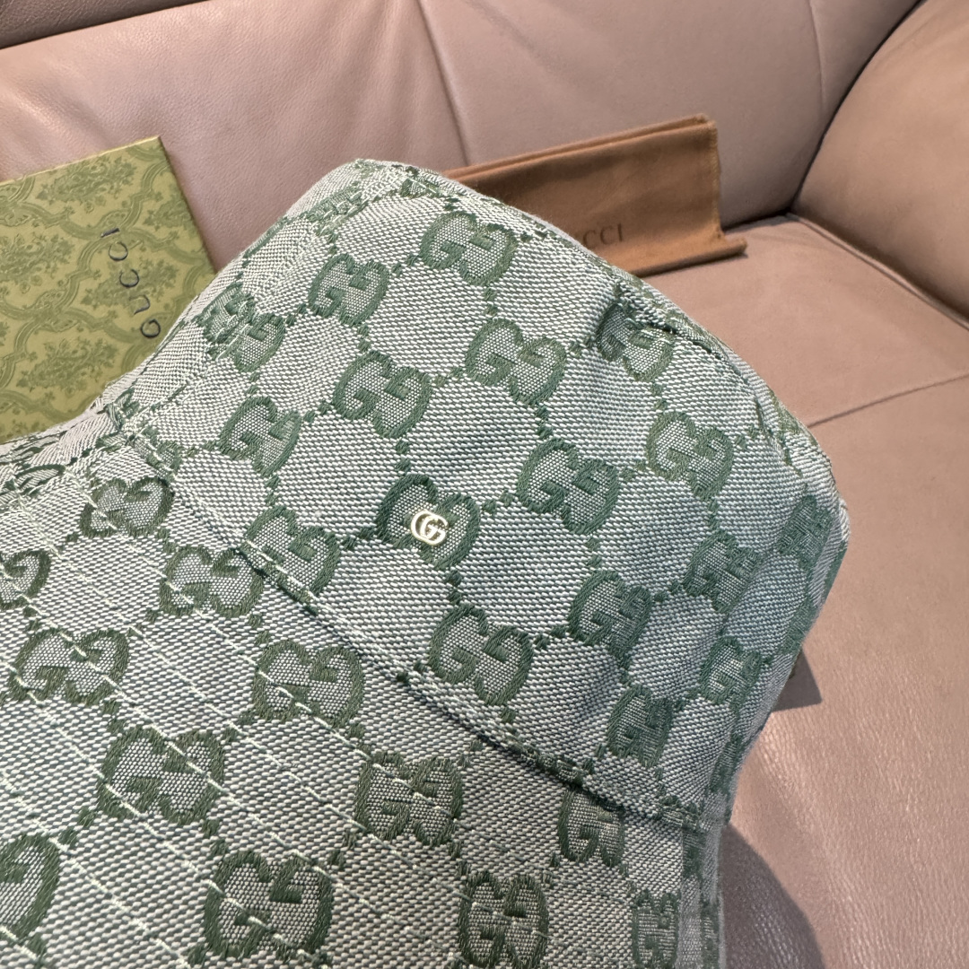 配包装布袋，Guc*i古奇新款原单渔夫帽，金属小双G，专柜1:1开模订制，原版帆布料+纯棉里衬，轻盈透气