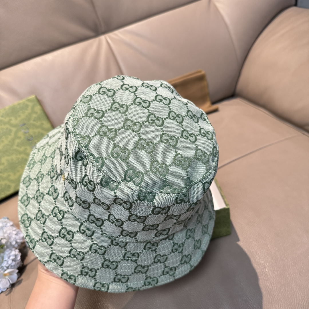 配包装布袋，Guc*i古奇新款原单渔夫帽，金属小双G，专柜1:1开模订制，原版帆布料+纯棉里衬，轻盈透气