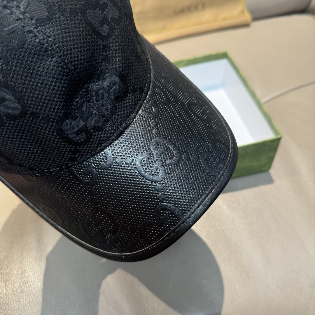 配盒子布袋，Gucci(古奇)新款原单棒球帽， 帆布拼皮，专柜热卖款，1:1开模订制，原版帆布料+头层牛