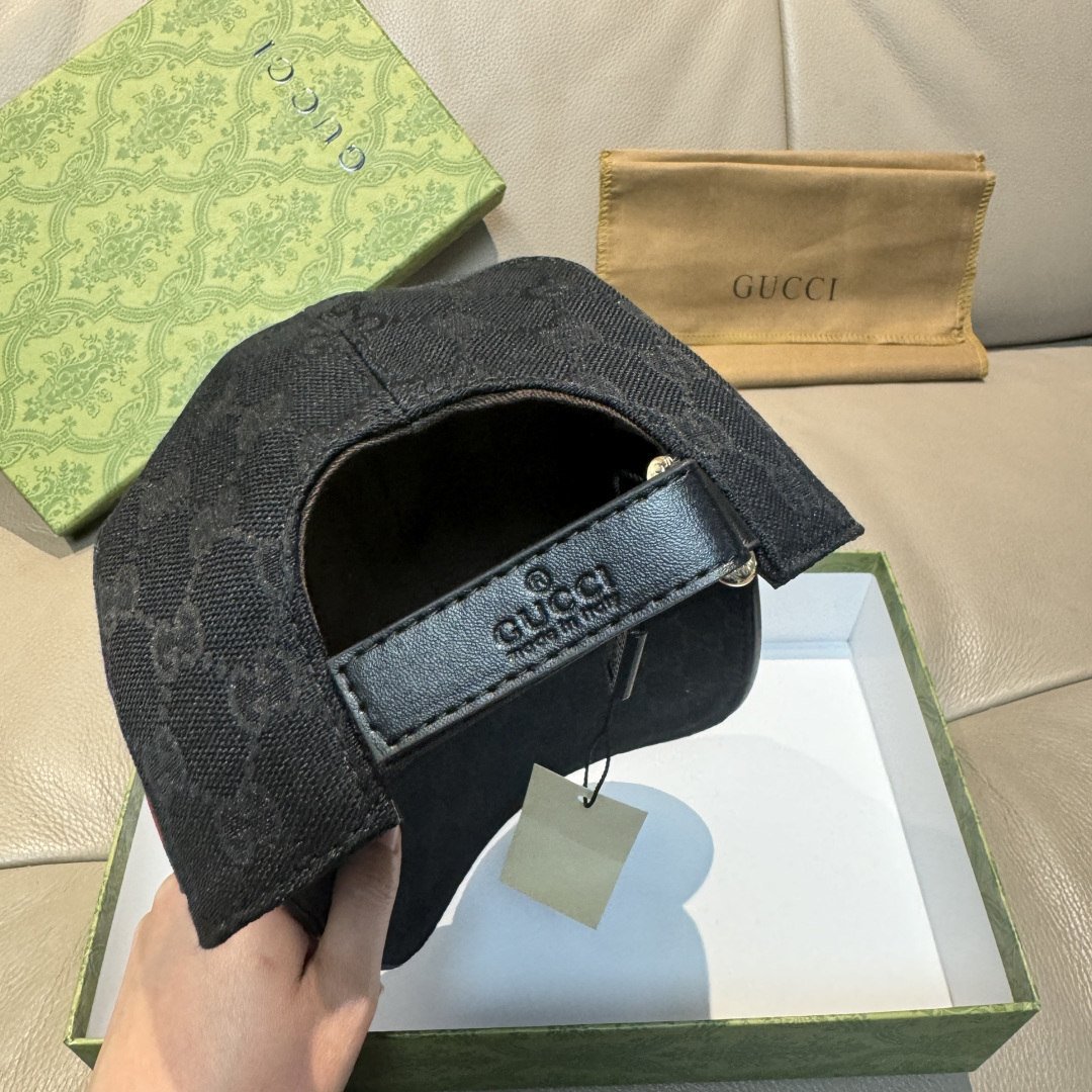 配盒子布袋，Gucci(古奇)新款原单棒球帽， 虎头织带，1:1开模订制，重工刺绣，细节可媲美专柜，原版