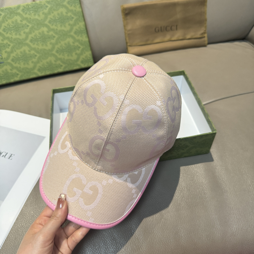 配包装布袋，Gucci古奇新款原单棒球帽， 糖果色大双G，专柜1:1开模订制，原版帆布面料+头层牛皮，轻