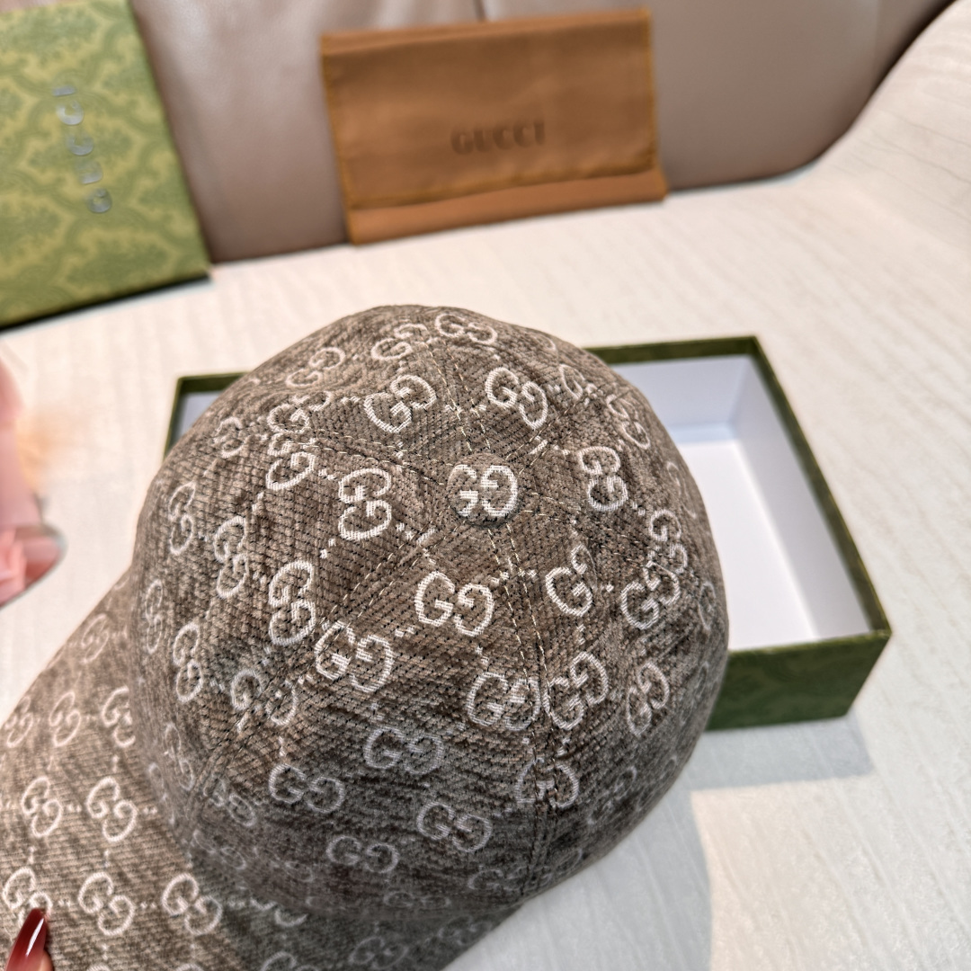 官网新款出货配包装布袋，Gucci古奇2025秋冬新款原单棒球帽， 尼绒双G提花，专柜1:1开模订制，完