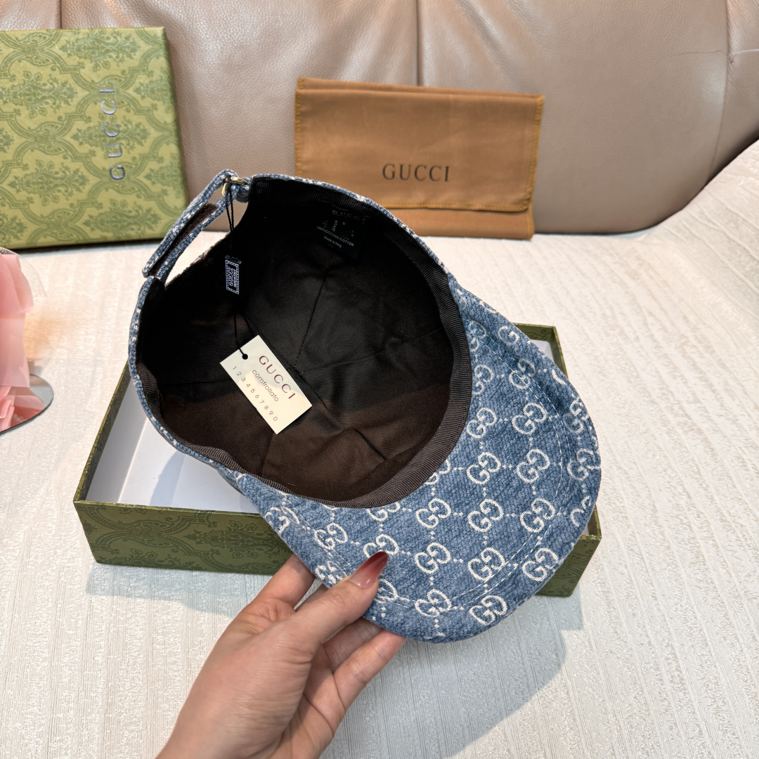 官网新款出货配包装布袋，Gucci古奇2025秋冬新款原单棒球帽， 尼绒双G提花，专柜1:1开模订制，完