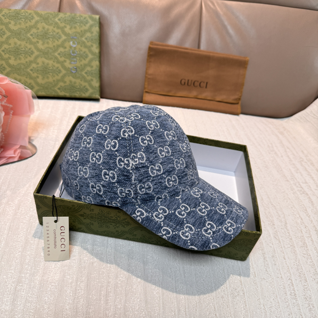 官网新款出货配包装布袋，Gucci古奇2025秋冬新款原单棒球帽， 尼绒双G提花，专柜1:1开模订制，完