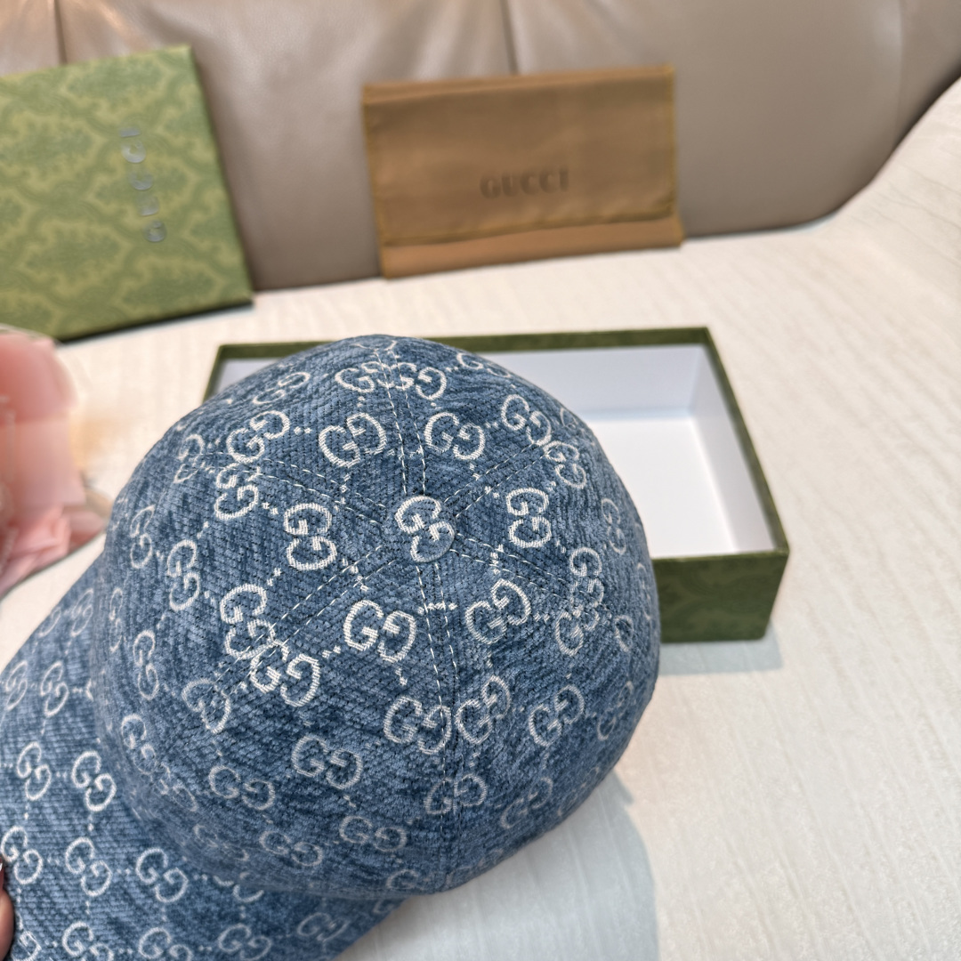 官网新款出货配包装布袋，Gucci古奇2025秋冬新款原单棒球帽， 尼绒双G提花，专柜1:1开模订制，完