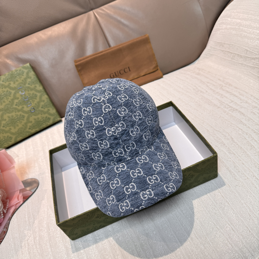 官网新款出货配包装布袋，Gucci古奇2025秋冬新款原单棒球帽， 尼绒双G提花，专柜1:1开模订制，完